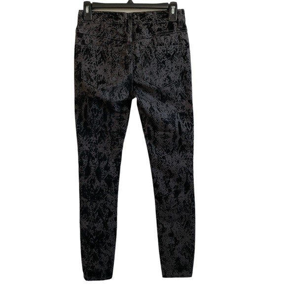 Free People Flocked Velvet Skinny Jeans Charcoal Black Size 24 - Picture 2 of 7